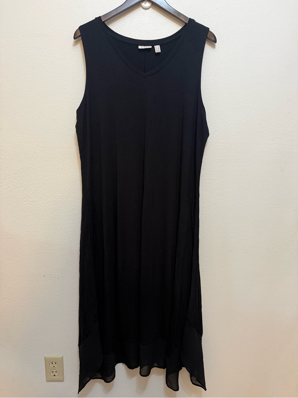 LOGO Lori Goldstein Black Sleeveless Sharkbite Hem Dress XXL